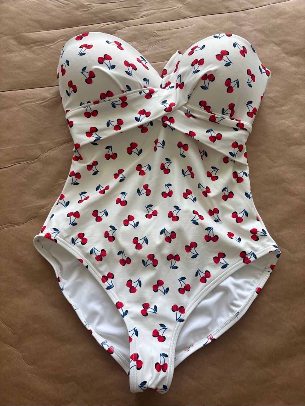 kate spade White Cherry-Print Twist Front One-Piece Swimsuit